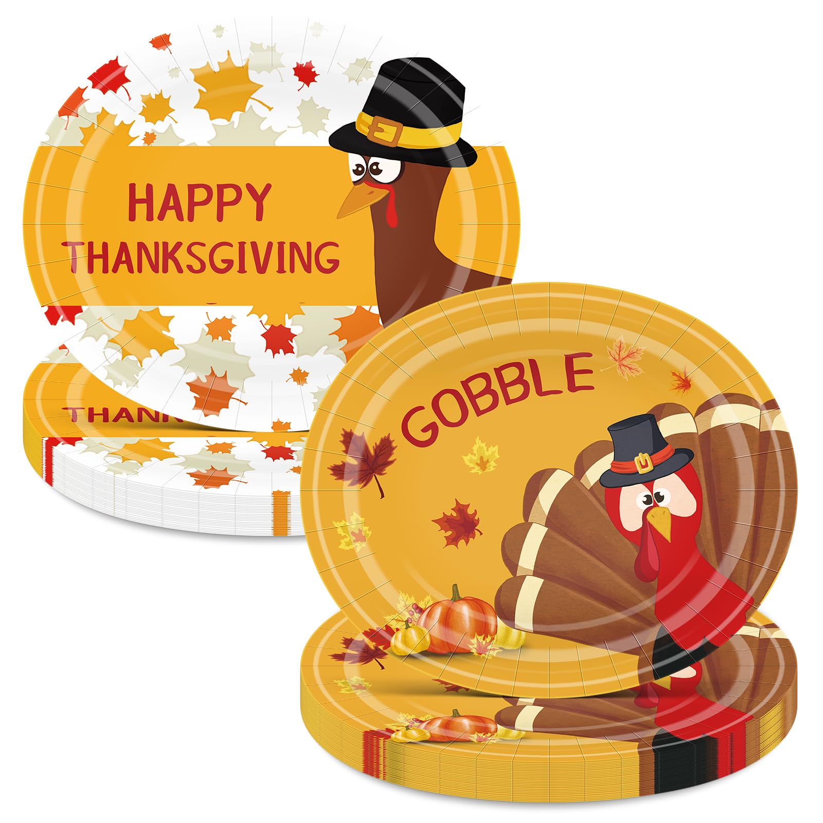 50Pcs Thanksgiving Oval Paper Plates