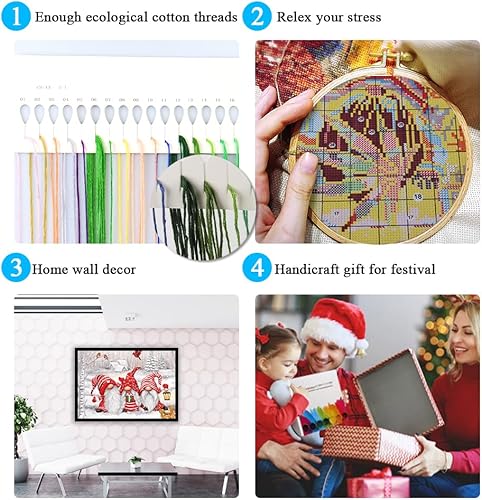 Miniatura 8 de Kits estampados de punto de cruz para adultos principiantes, bolsa de punto de cruz para principiantes y adultos, bolsa de bordado, manualidades