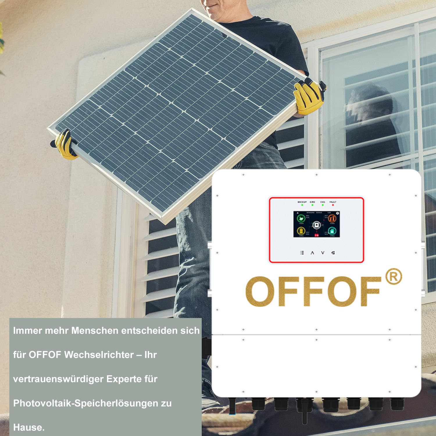 OFFOF MEGA 6 kVA 6000 W inversor solar híbrido On&Off-Grid Sistema MPPT 18 A 48 VDC 520 V PV onda sinusoidal pura 230 VAC con funciones WiFi, BMS, Solar Gen, CT