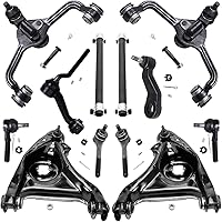 Vista 90 de Detroit Axle - Kit de suspensión completo de 12 unidades para Dodge Ram 1500 4x4 solamente - 2 brazos de control superiores y rótulas, 2 rótulas