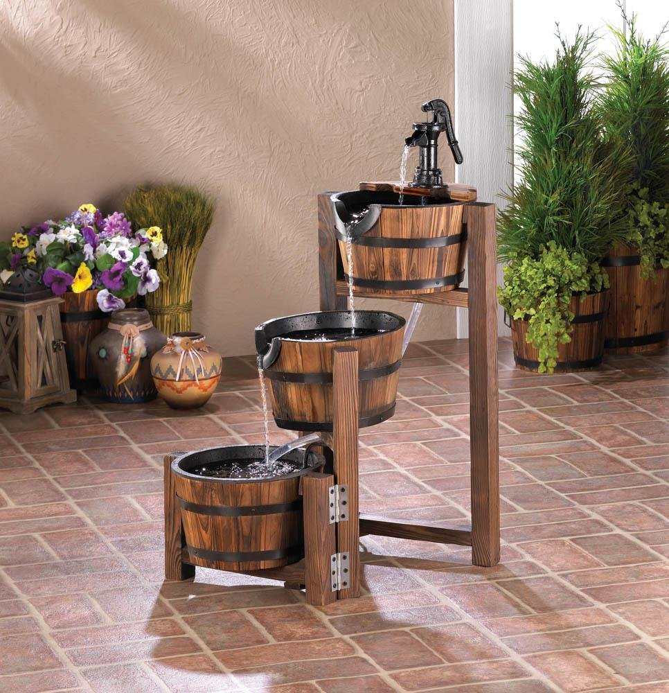Fountains Apple Barrel Cascading Water 3 Tier FIRWOOD Outdoor Garden Yard Patio
