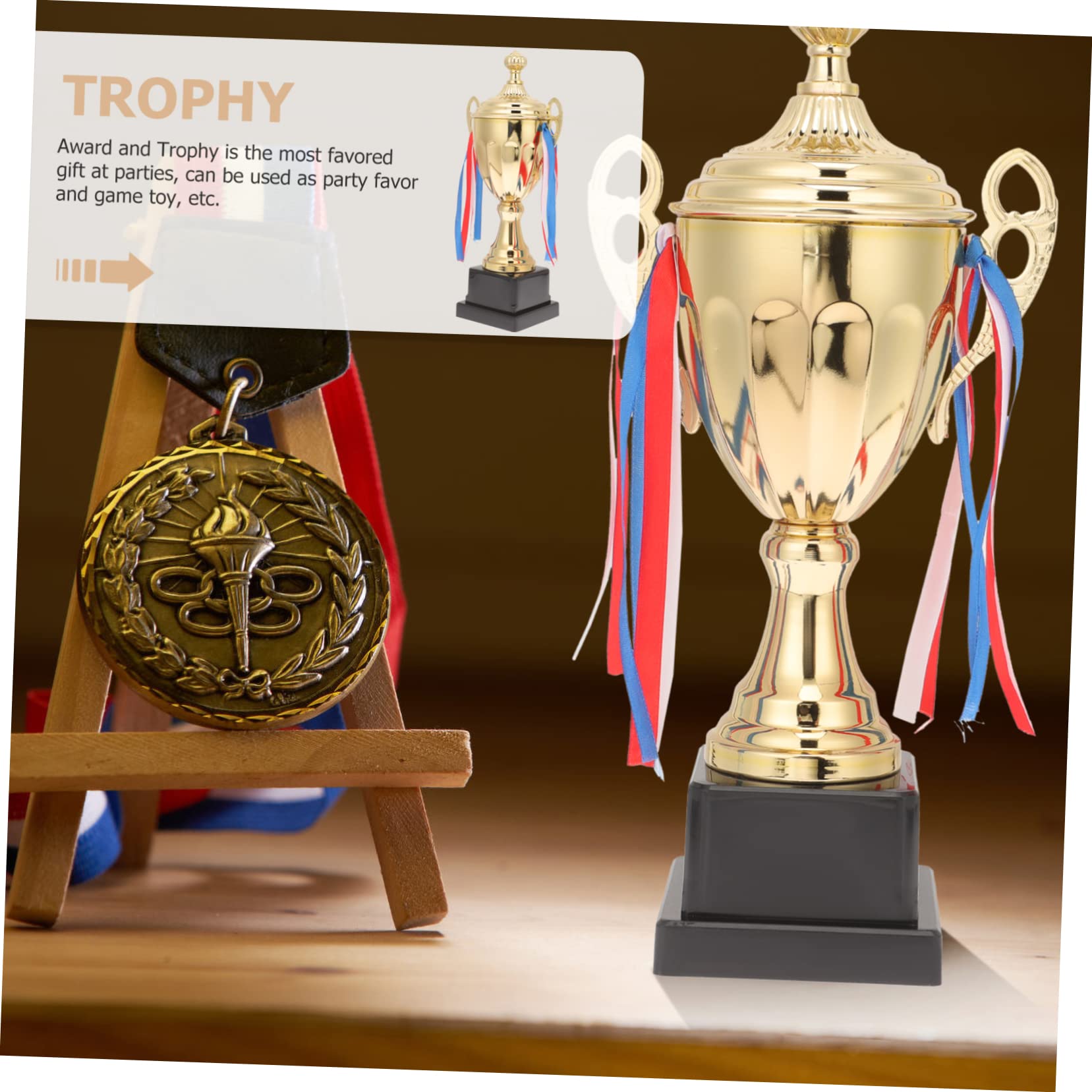 Metalltrophäe für Sportwettbewerbe und Turniere mit Filigranem Design und Realistischer Optik für Schule und Kinderpartys als Auszeichnung