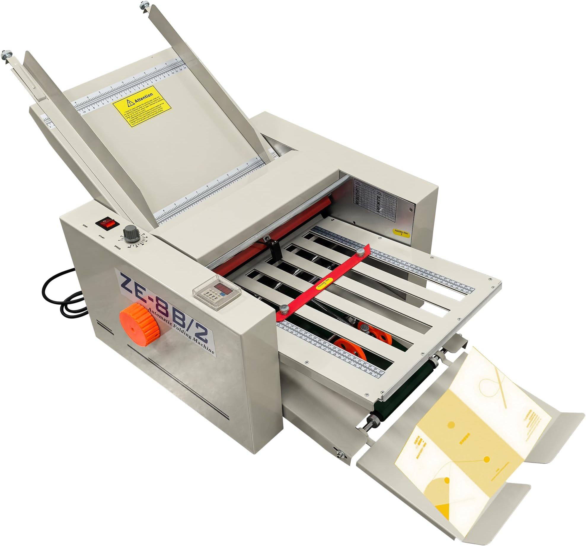 Automatic Paper Folding Machine 110V Electric Paper Folder Machine with Counter & Speed Control, for 2x3 to 12x27in, 40g-125g Manuals, Letters, Brochures Used in Offices, Schools
