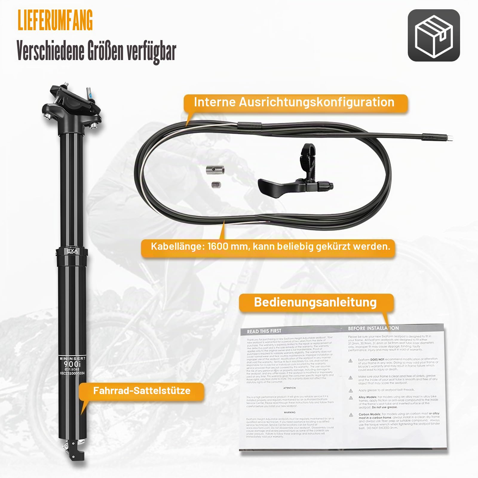 900i Sattelstütze Absenkbare 30,9/31,6mm Fahrrad Dropper Sattelstütze, MTB Hydraulische Teleskop Sattelstütze, Adjustable Seatpost Fahrradsattelstütze Höhenverstellbar