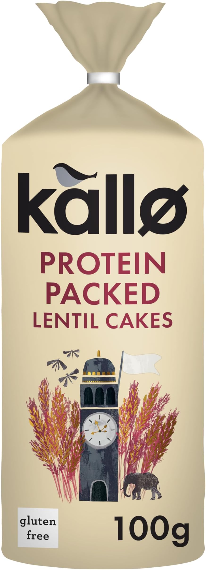 Kallo Protein Packed Lentil Cakes, Low Fat Healthy Snacks, Vegan & Coeliac Friendly, Gluten Free & Sugar Free with No Artificial Colours or Flavours, Single Pack – 1 x 100g