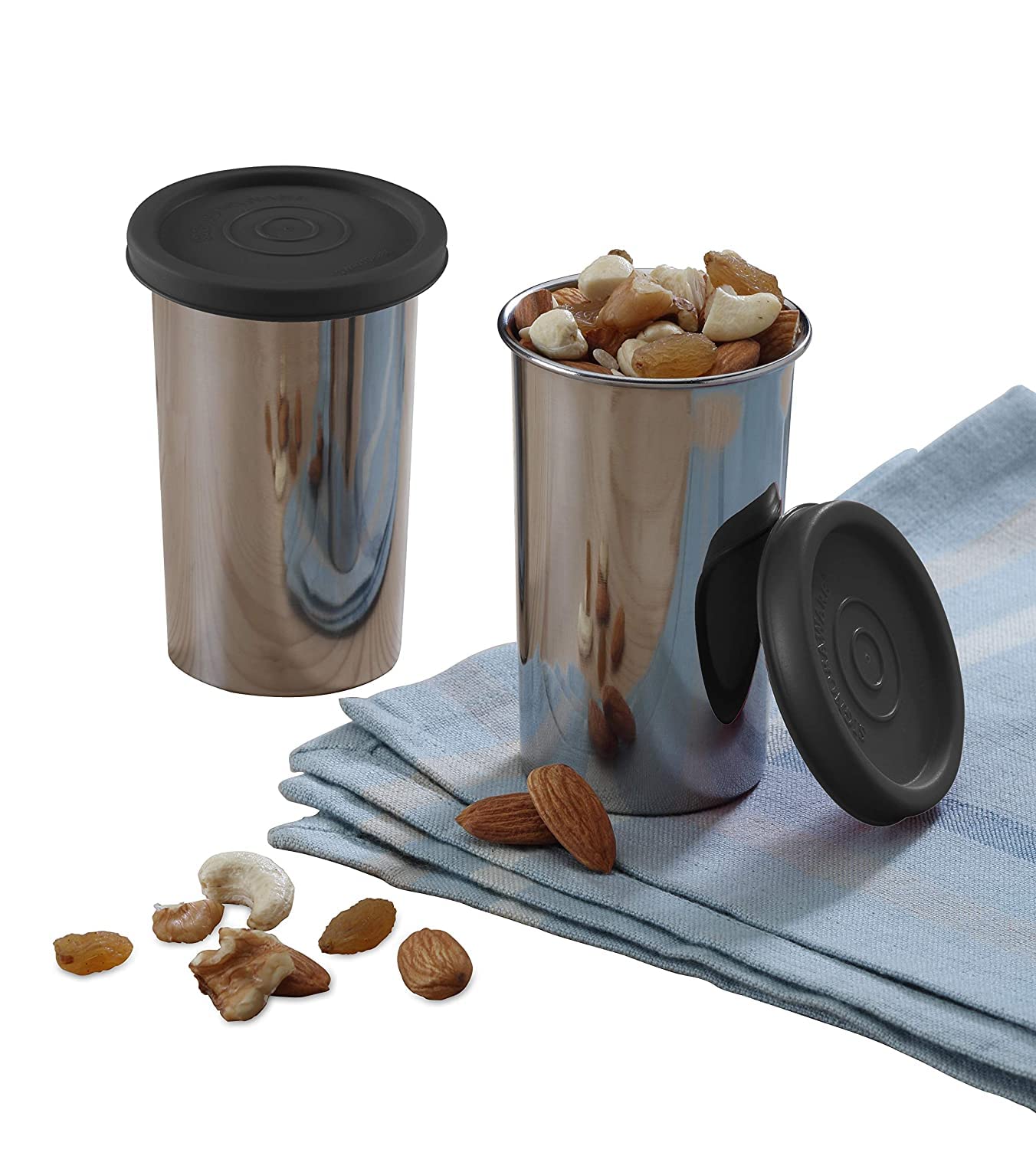 Signoraware 150ml Nano Vertical Ergonomic Stainless Steel Container Box with Lid Set / Grade 304 / Food Grade / Spill Proof / Anti Rust /Kitchen Storage Organizer Containers (Set of 2 (150mlx2) Black) (B08CTNMXFV) Amazon Price History, Amazon Price Tracker