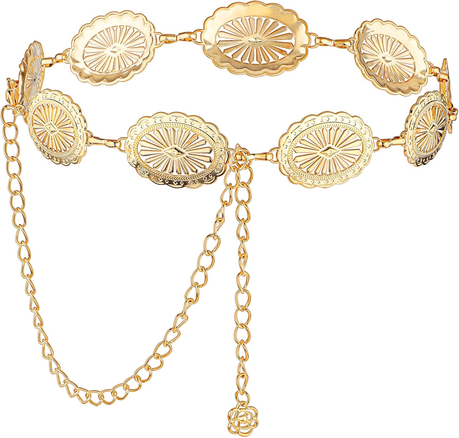 JIEYAO Western Concho Chain Belt, Adjustable Metal...