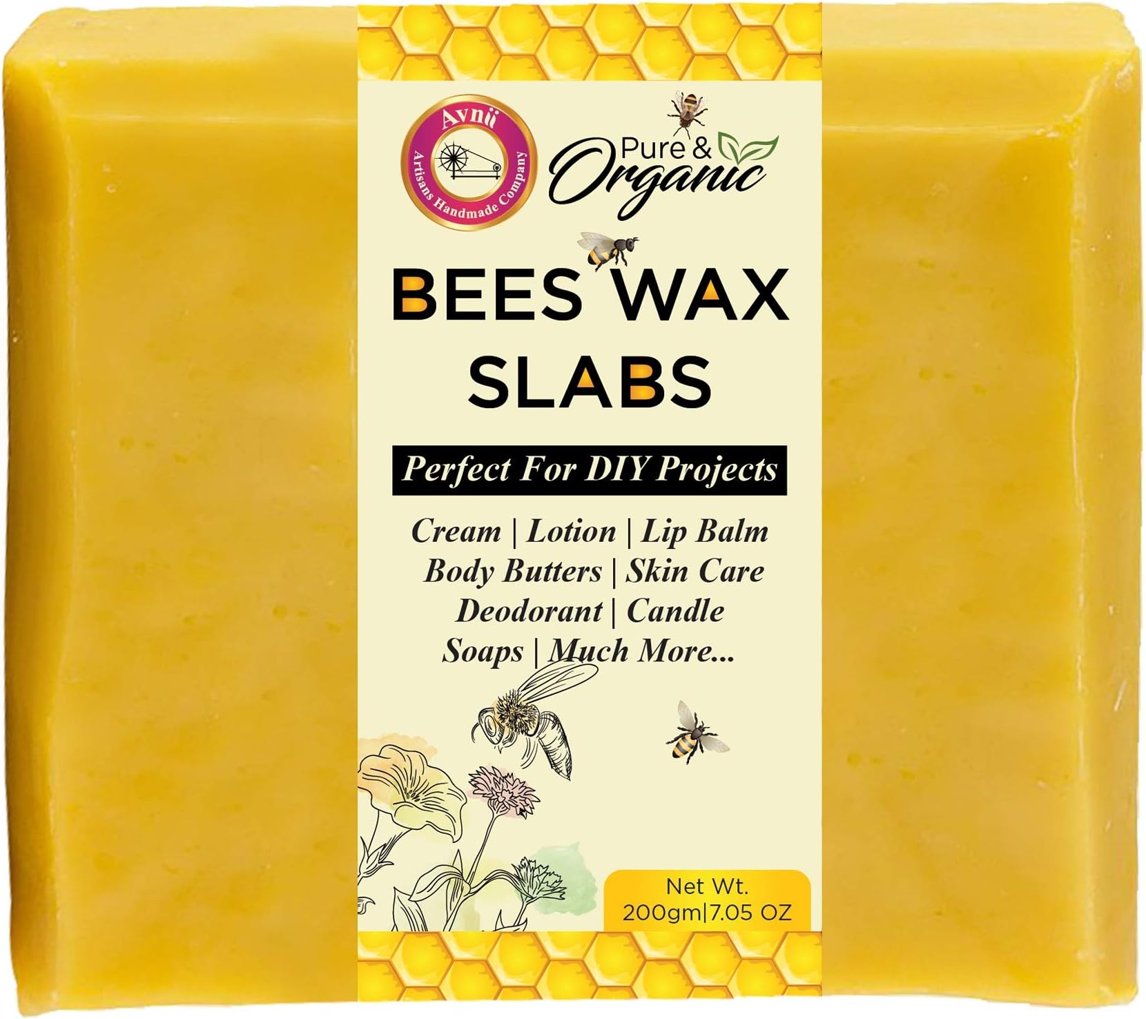 Zenvista Meditech Natural Bees Wax Slabs, DIY Skin Care Cosmetics Ingredient For Creams, Lotion, Lip Balm, Soap & Candle Making