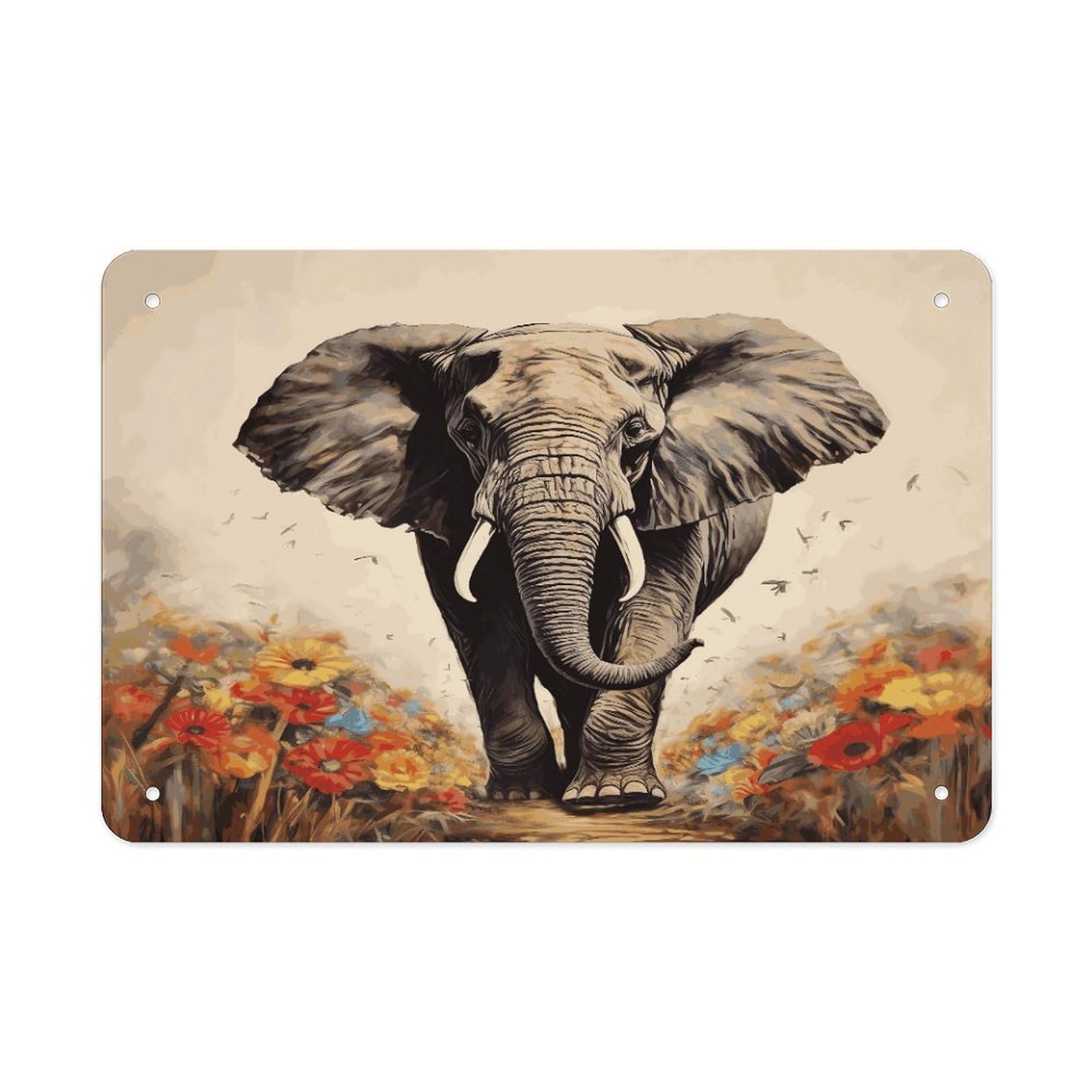 Fodpand Style Elephant Painting Wall Art Metal Signs Tin Sign