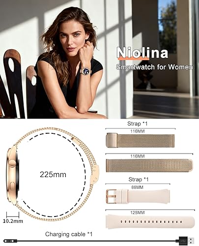Miniatura 9 de Relojes inteligentes para mujer, 1.27 pulgadas, pantalla táctil TFT, reloj inteligente para responder/hacer llamadas, seguimiento de actividad y