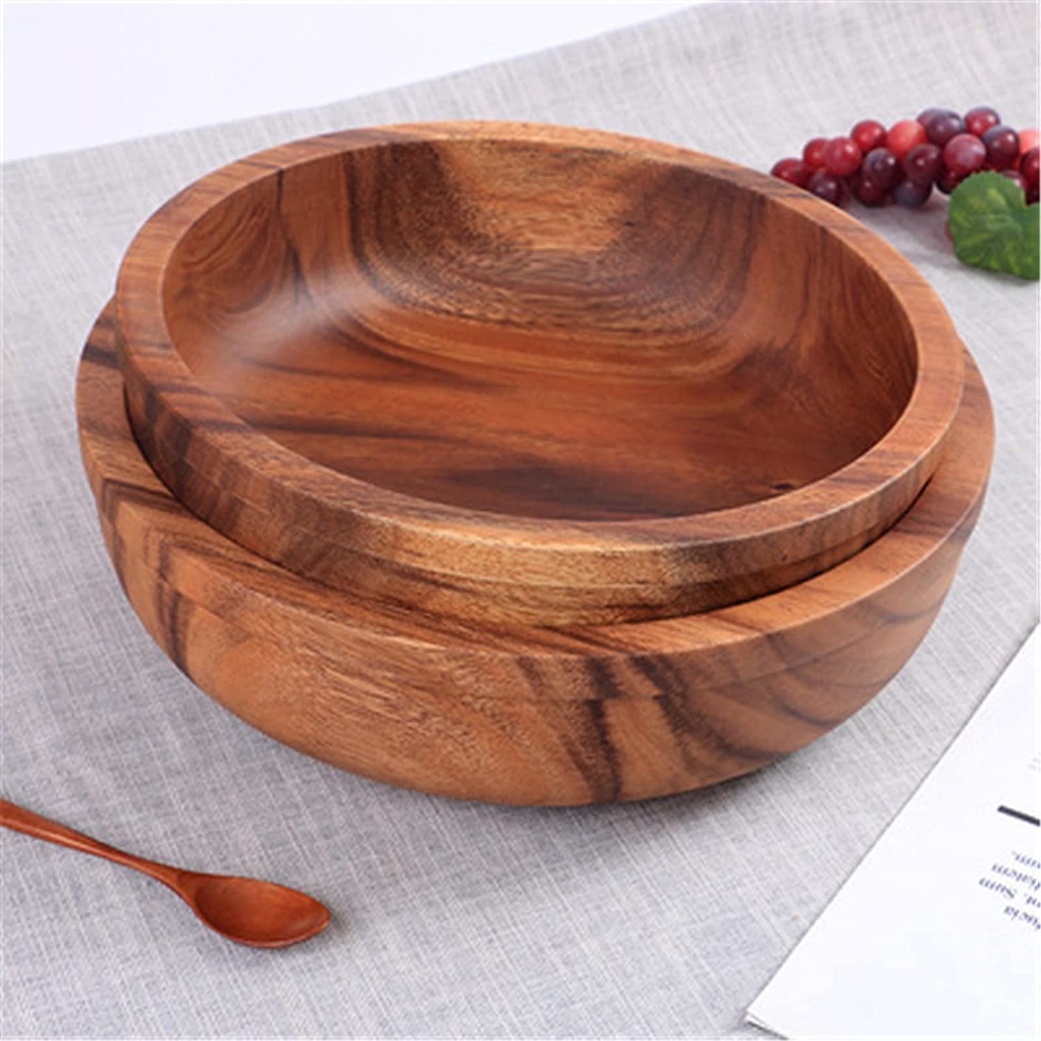 Fruitero de madera, Ensaladera de frutas madera acacia, plato for servir, 30x8cm(Select Size Name)