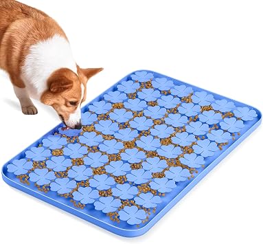 Dog Lick Mat, 23.6"x 15.7" Large Silicone Snuffle Mat with Suction Cups, Slow Feeder for Small Medium Large Dogs Slow Eating, Boredom Reducer Blue