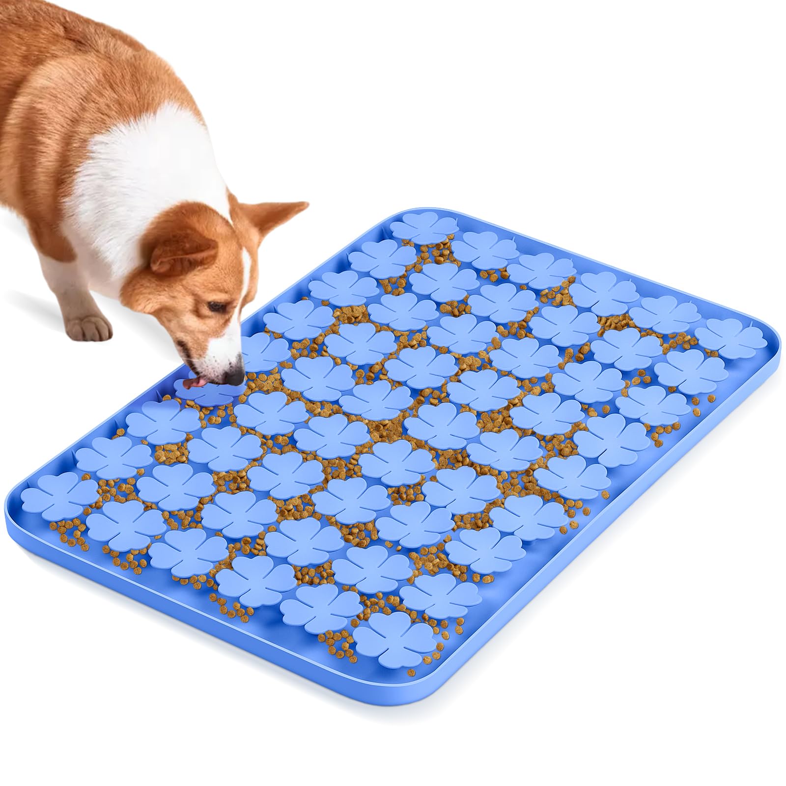 24''x16'' silicone tappetino interattivo per cani/gatti alimentazione lenta, favorisce la ricerca naturale del cibo, allenamento degli odori e mangiare lentamente (blu)
