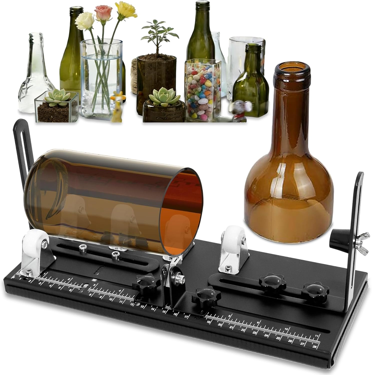 Smasener Glass Bottle Cutter,Upgraded Double Dam Boards Bottle Cutting Tool Kit, Curved Glass Cutting Tool for Round and Square Bottles, [Upgraded]Bottle DIY Craft Kit