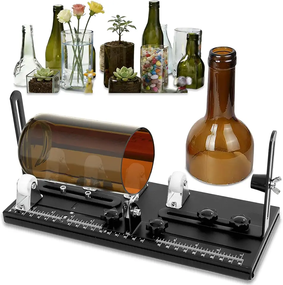Cortador de garrafa de vidro, kit de ferramentas de corte de garrafas de placas duplas atualizadas, ferramenta de corte de vidro curvo para garrafas redondas e quadradas, [atualizado] Kit de