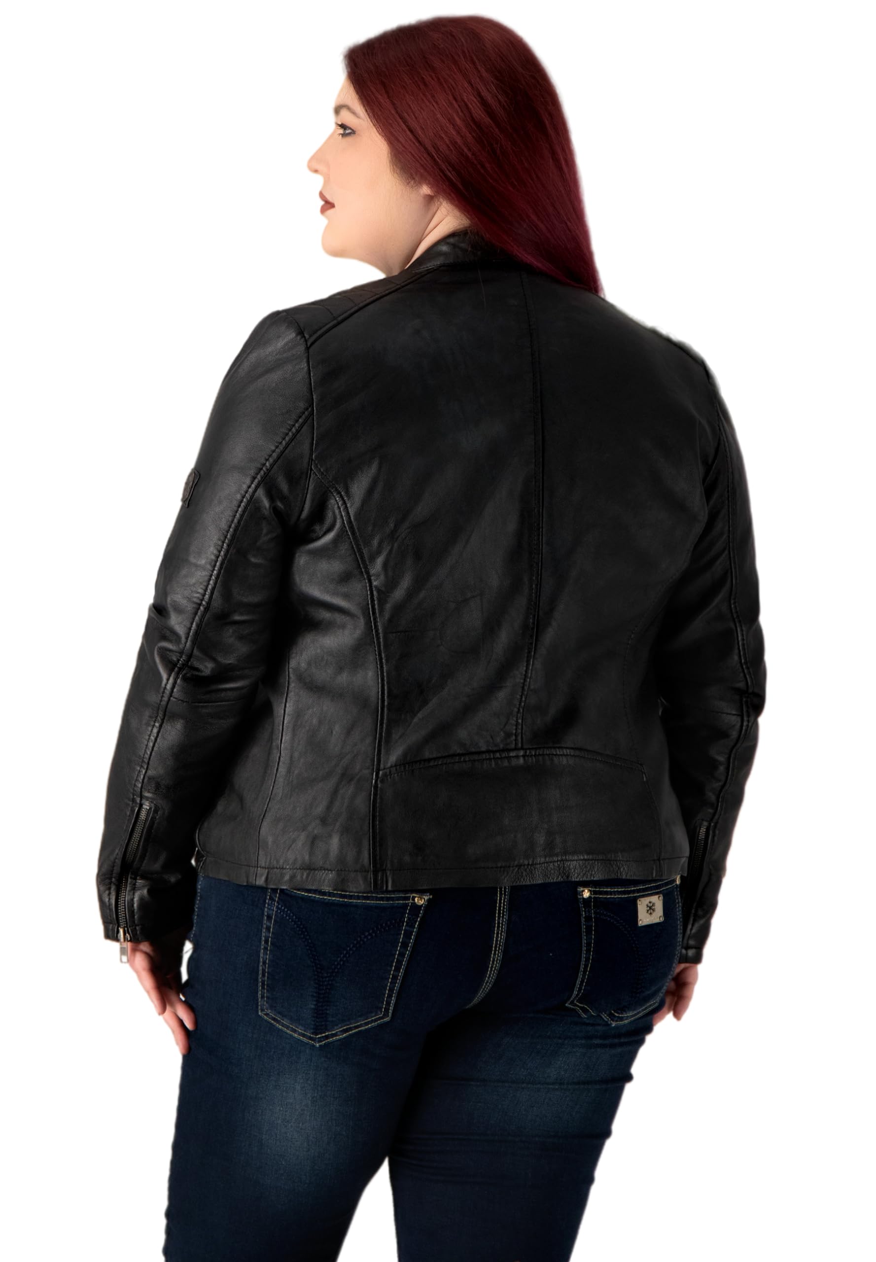 URBAN 5884 Damen Riley Damen Lederjacke RILEY, Echtes Lammfell Jacke für Plus Size Langlebig und weich im Griff (1er Pack)