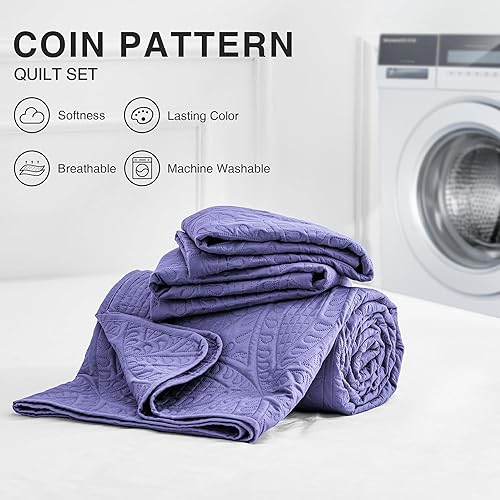 Miniatura 141 de Love's cabin - Juego de ropa de cama de tamaño California King, color beige, colcha ligera de verano con patrón de moneda, para todas las Moneda