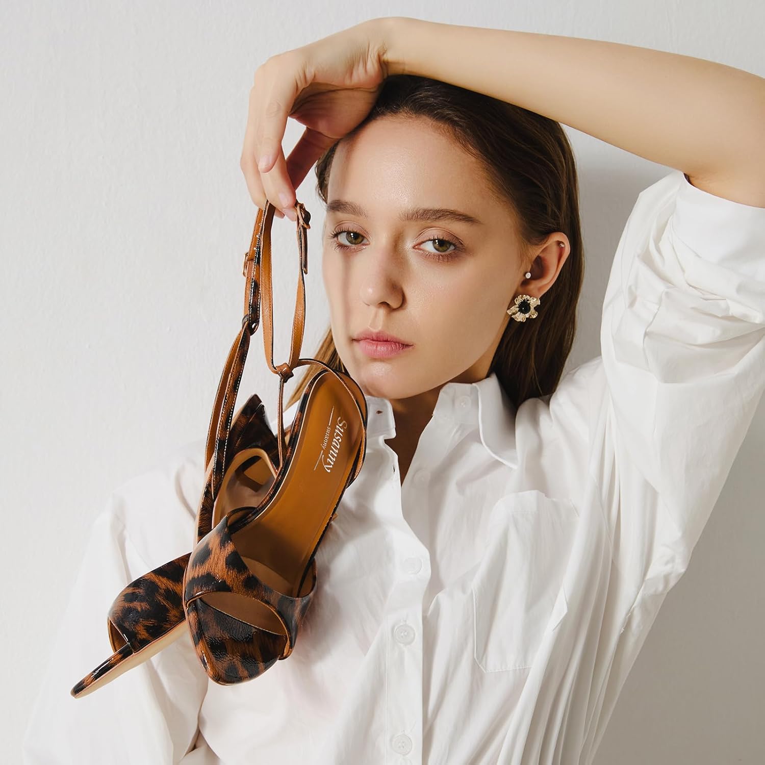 Susanny High Heels for Women Pointed Open Toe Strappy Chunky Block Heels Ankle Strap Stiletto Kitten Heeled Sandals Wedding Bridal Party Prom Sexy Dress Shoes - Image 2