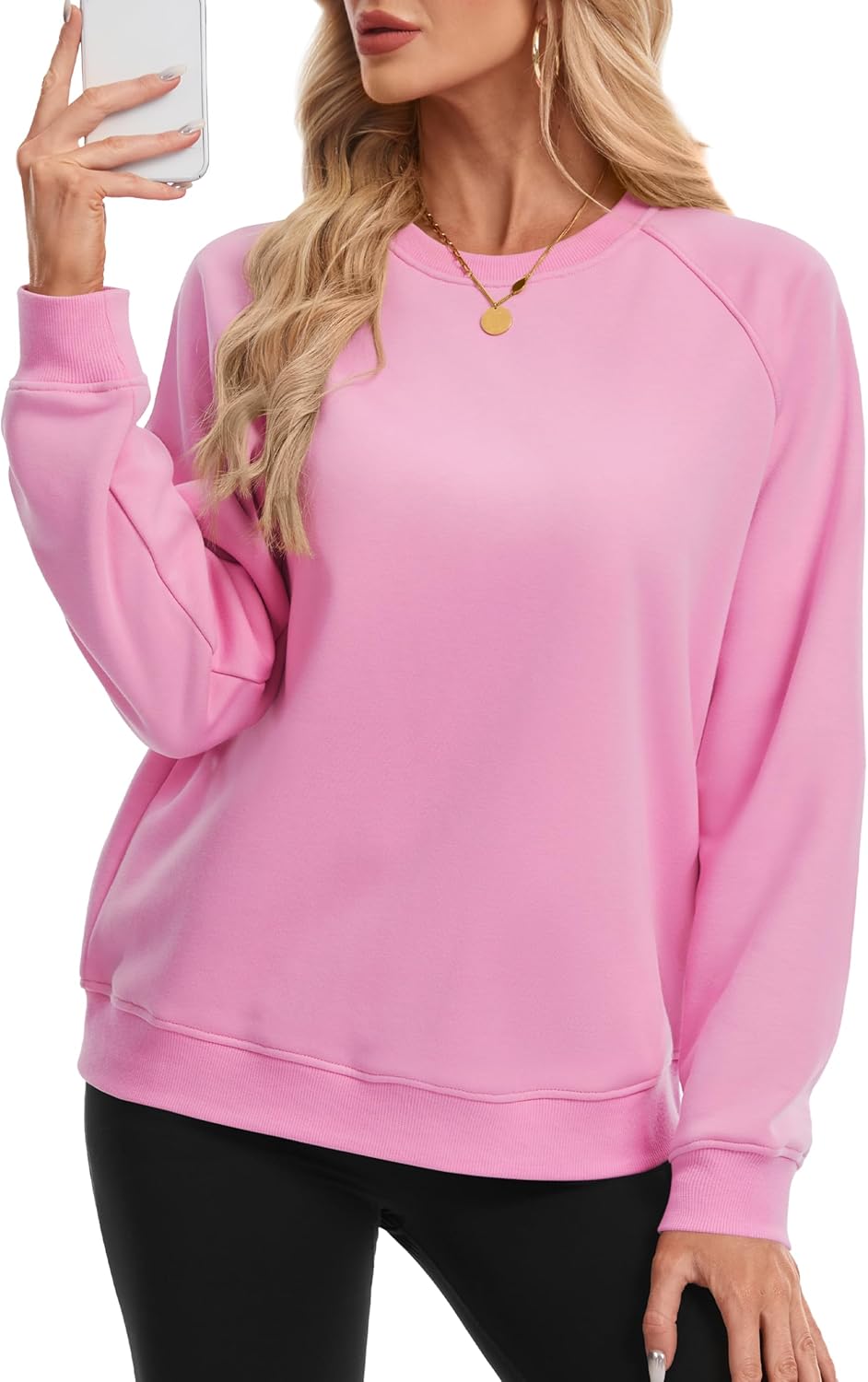 MAGCOMSEN Women's Sweatshirt Fleece Sherpa Lined Pullover Sweaters Warm Long Sleeve Shirts Crewneck Winter Tops