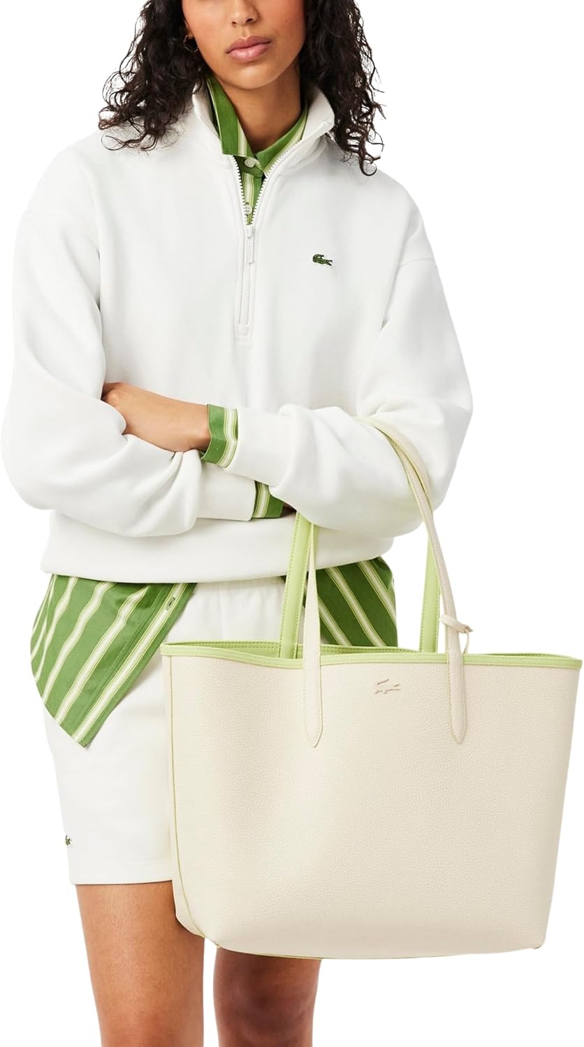 Lacoste Women's Anna Reversible Tote with Pouch, Sencha Poudre, One Size