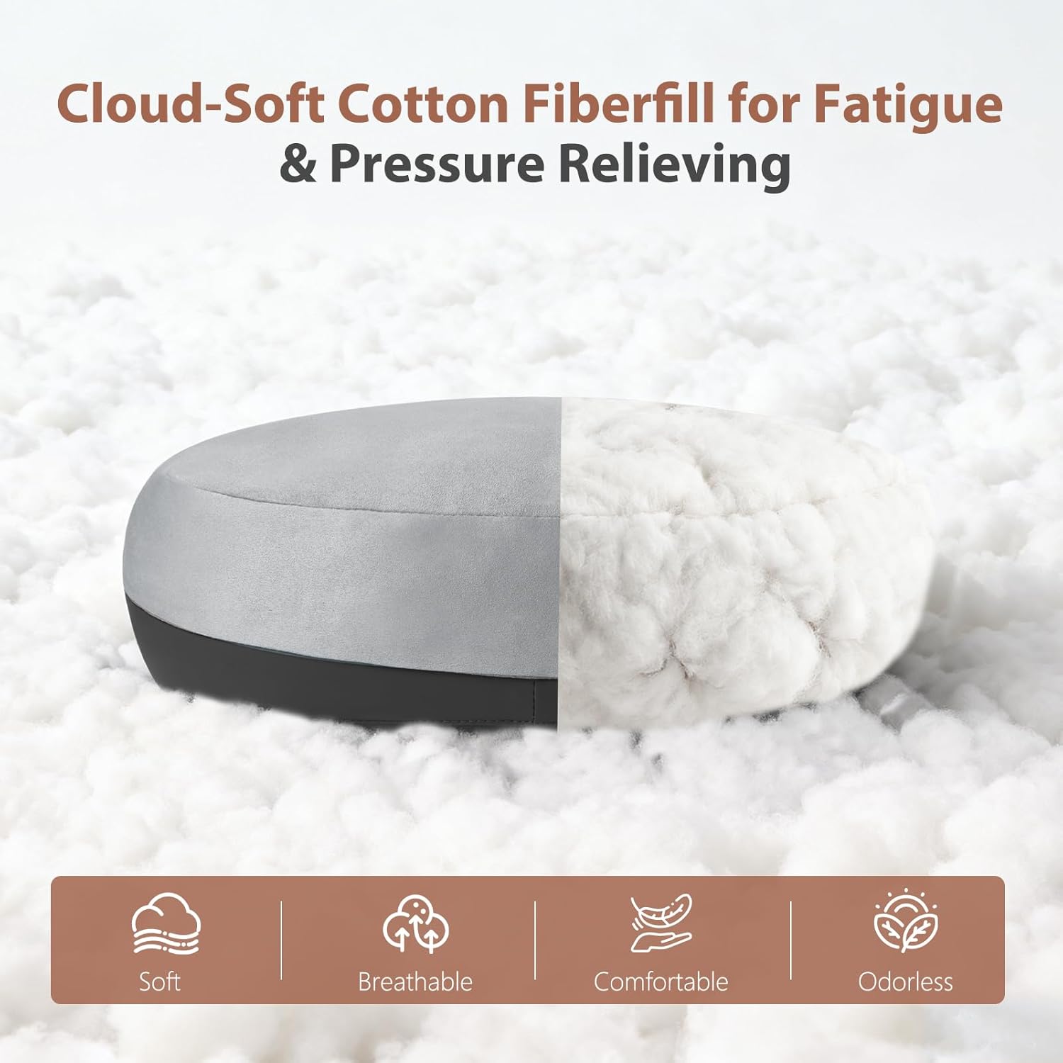 FLORICH Lumbar Support with Headrest Pillow Double-Sided Suede & Leather Car Neck Pillow and Back Cushion Kit Ergonomic Back Rest Pillow Neck Back Pain Relief for Car, Office Chair, Black - Image 3