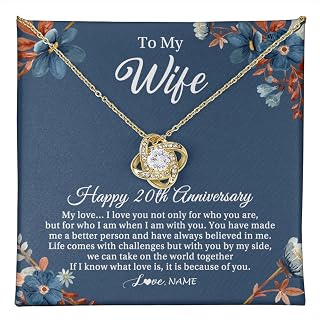 Personalized To My Wife Necklace From Husband 1 Year Wedding Gifts Anniversary For 1st Jewelry For Her 1 Years Anniversary Customized Gift Box Message Card