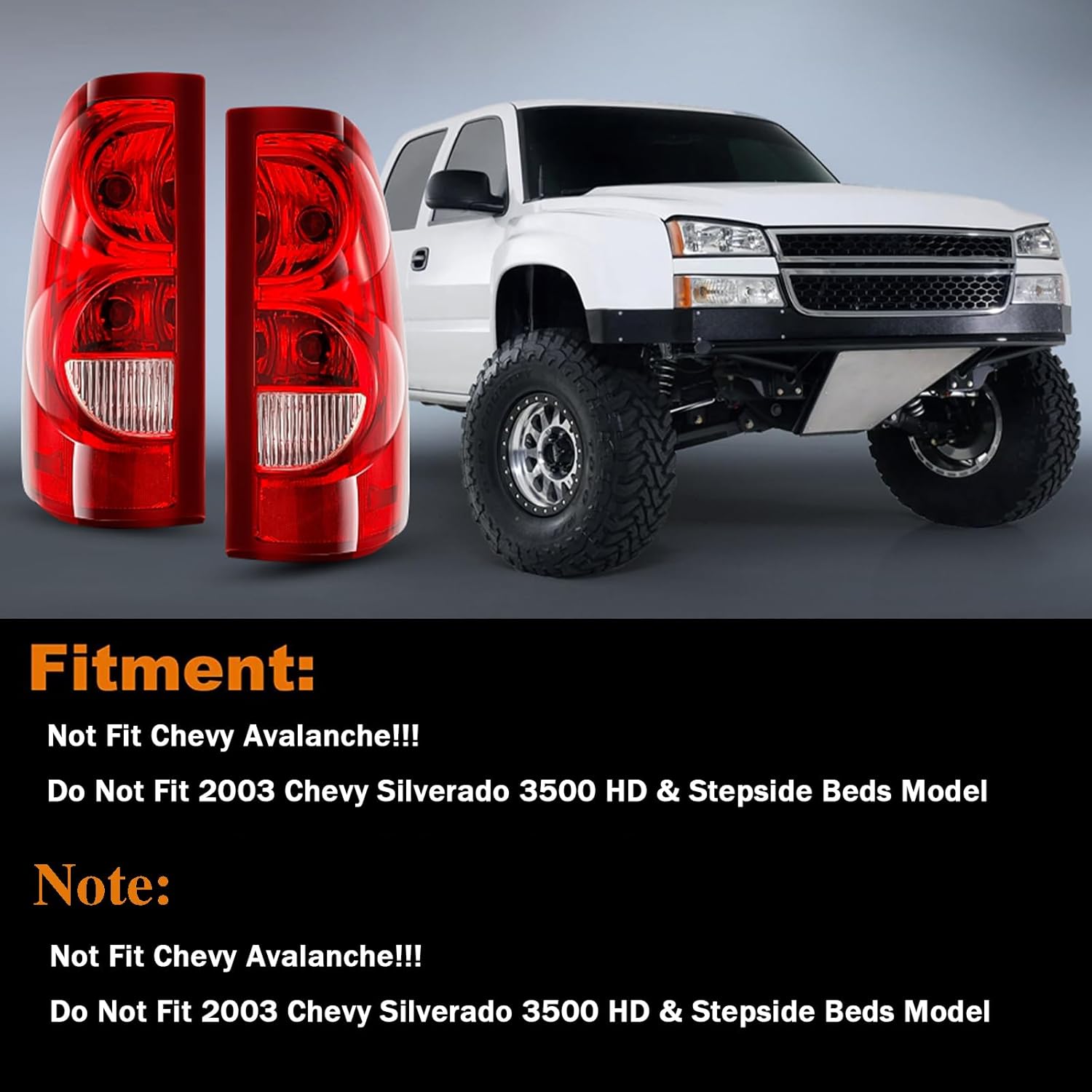 Headlights Tail Lights Assembly for 2003 2004 2005 2006 Chevy Silverado 1500 2500HD, 05-06 Silverado 1500HD, 03-04 Silverado 2500, 04-06 Silverado 3500 Headlamp + Taillight Rear Brake Lamp Chrome Ambe