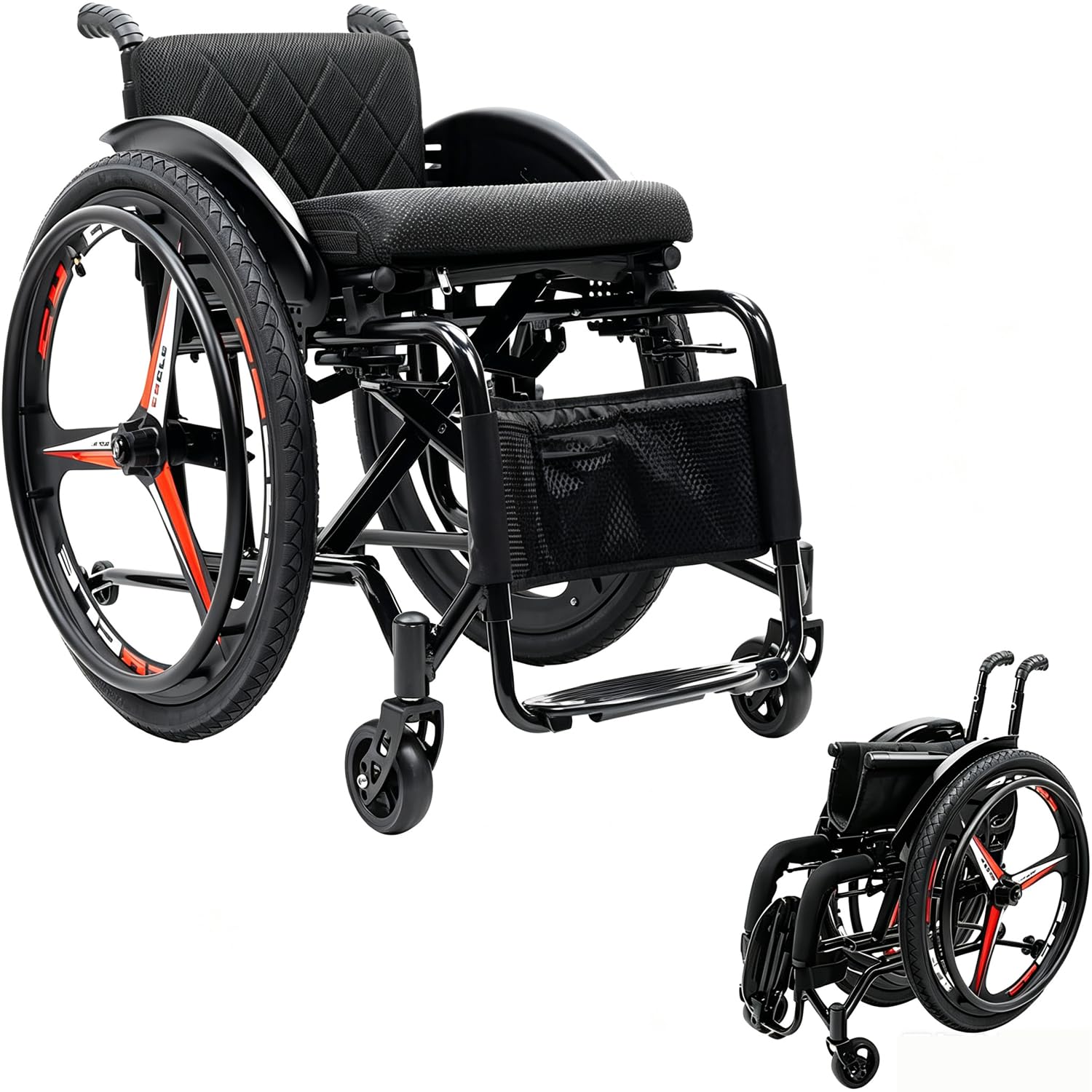 Sedia a Rotelle Autospinta con Telaio in Alluminio Seat42cm