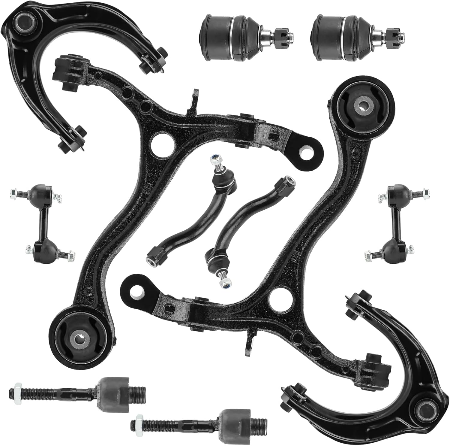 Front Upper & Lower Control Arm w/Ball Joint for Honda Accord 2008-2012, Sway Bar + Tie Rods, 12Pcs Suspension Kit K620614 K620615 K90456 K90457 ES800459 ES800460 EV800461 K500081 K641112 K641113