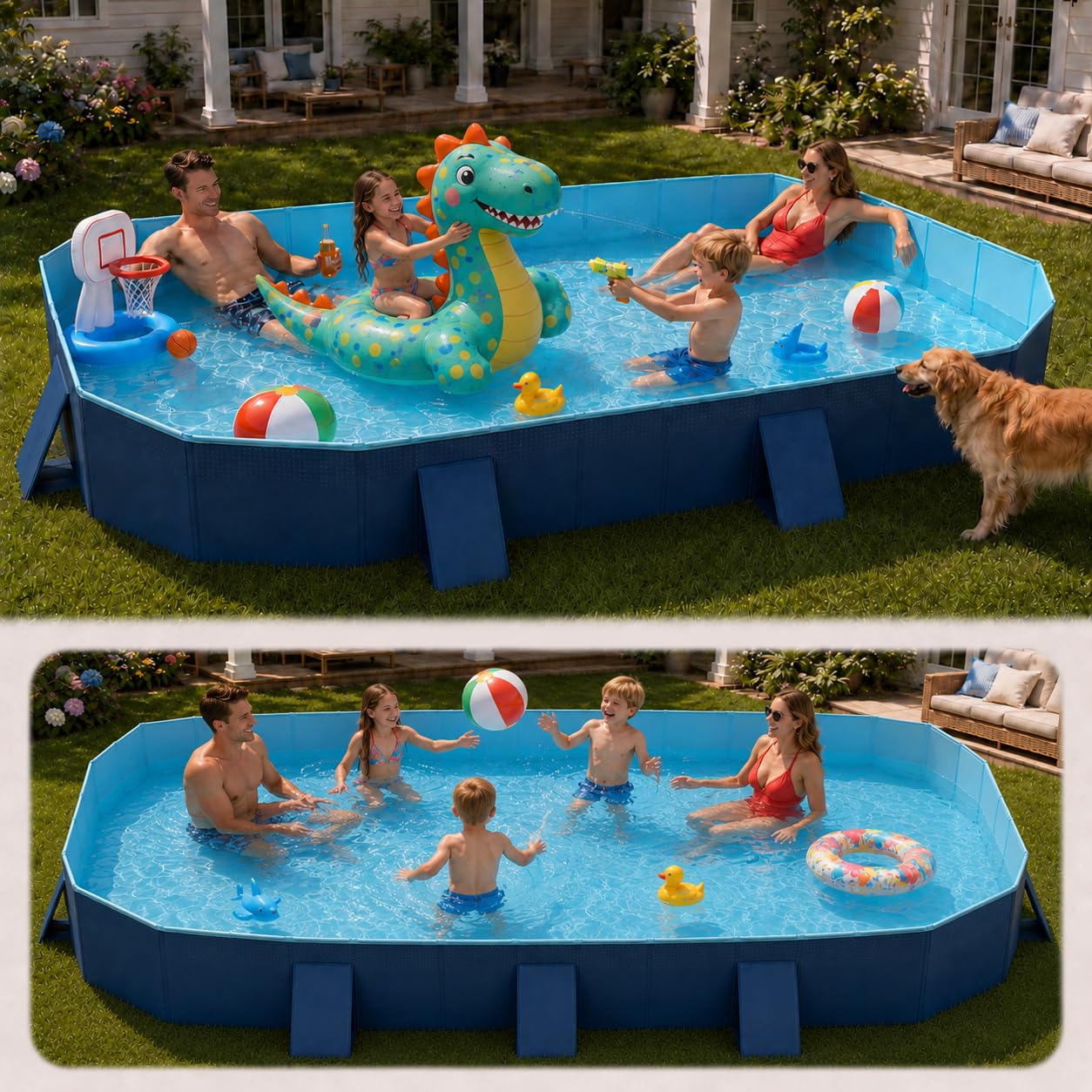 Piscine hors sol Japard pliable pour les jeux d'été des enfants au jardin