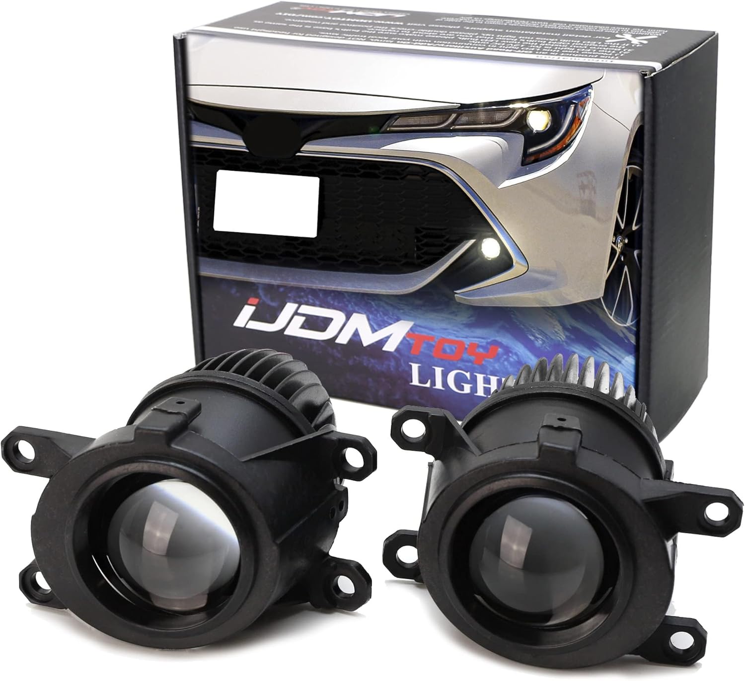 iJDMTOY OE-Replace Xenon White 24W High Power LED Projector Fog Light Lamps w/High/Low Beam Compatible With Toyota/Lexus 2019-up Newly Models w/OEM LED Fog Lamps