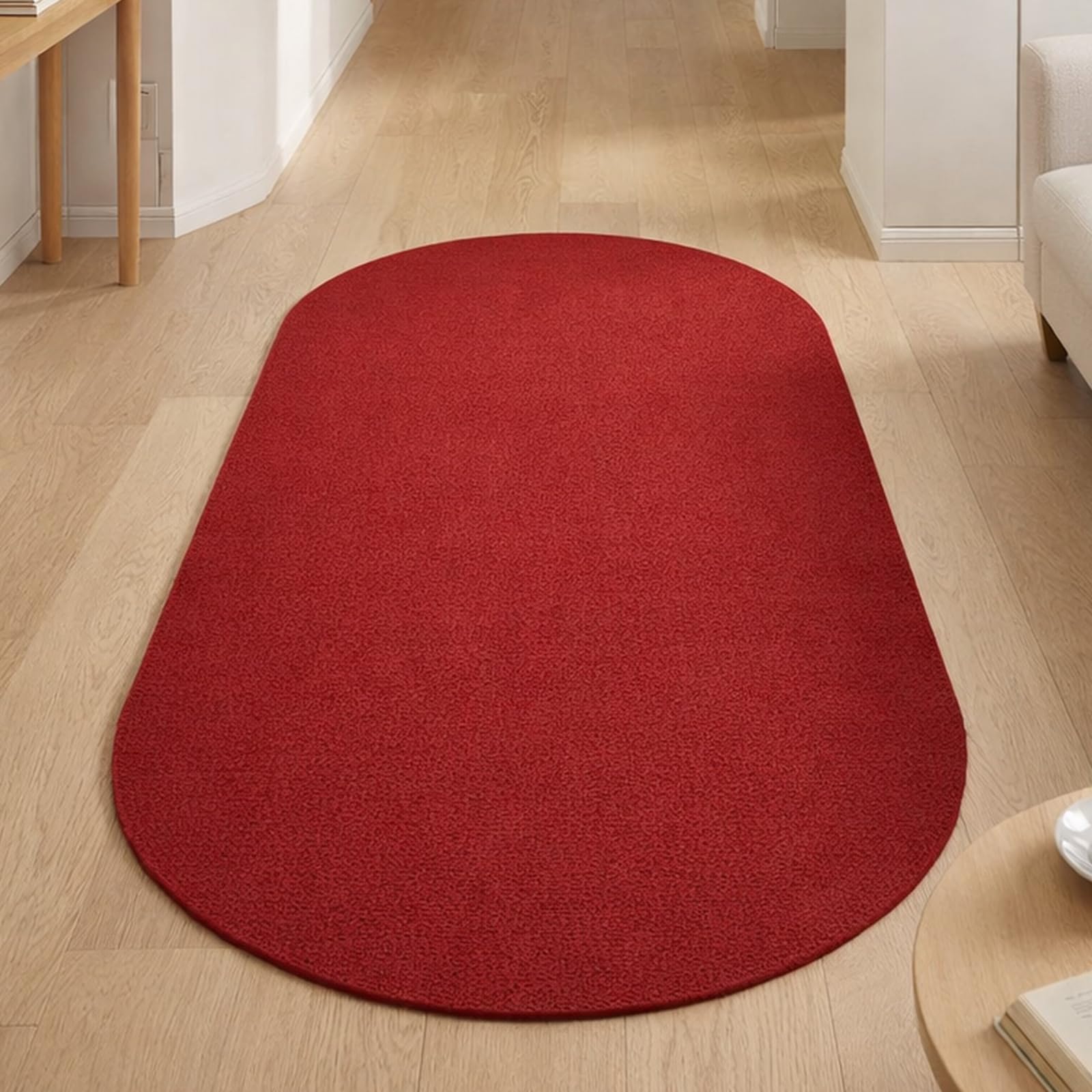 Tapis adapté aux animaux et enfants rouge ovale 70 x 120 cm sécurisé