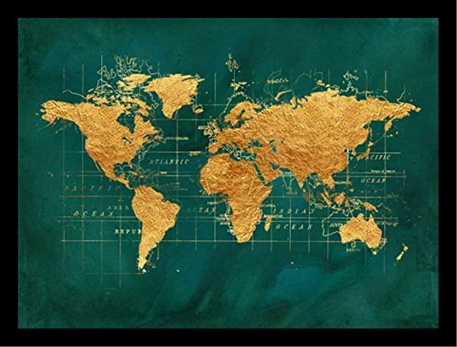 Gold Framed World Map Amazon.com: Buyartforless Framed World Map Gold Foil By Beth Albert 32X24  Art Print Poster World Map Gold Green Made In The Usa!: Posters & Prints