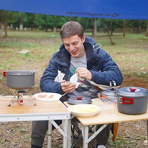 Miniatura 9 de Estufa de camping 3 quemadores 20400 BTU con Bulin 37PCS utensilios de cocina para acampar Kit de desorden ligero