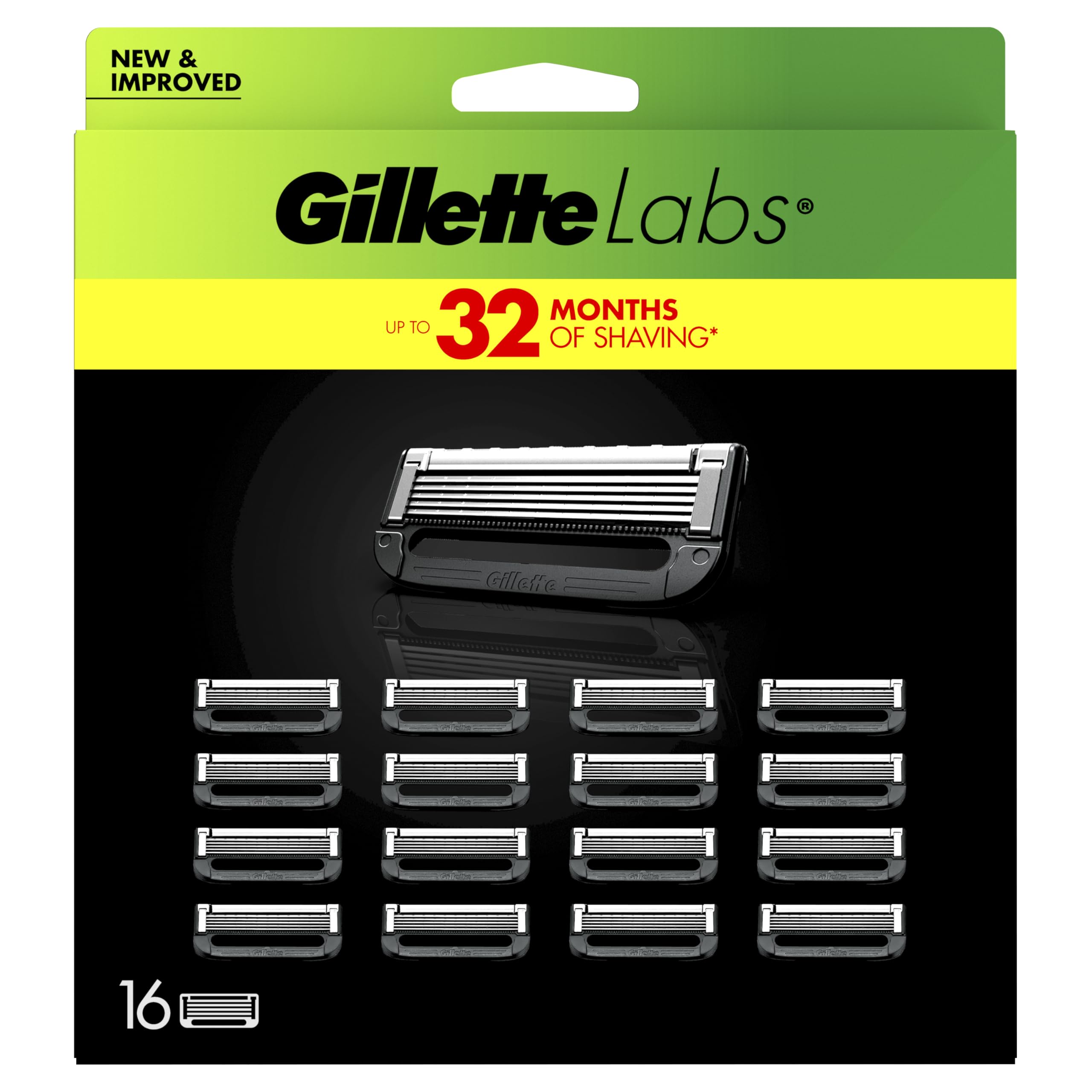Gillette Labs XXL ostrza do golenia dla mężczyzn, 16 części zamiennych z 5 ostrzami, komfort i głębokość, kompatybilne z maszynkami do golenia Gillette Labs