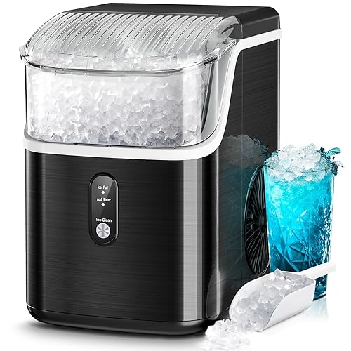 Miniatura 7 de Kismile - Máquina de hielo de pepitas para encimera, 35 libras/24 horas, máquina de hielo con pellets masticables, autolimpieza, con cuchara para
