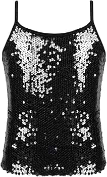 【新品未使用】gajess Glitter Camisole black Zeagoo Womens Sparkle Shimmer Camisole Vest Glitter Sequin