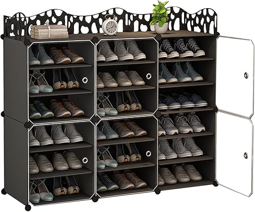 Zapatero de almacenamiento con puertas organizador portátil de zapatos estante de pie expandible almacenamiento de 36 a 72 pares de zapatos botas