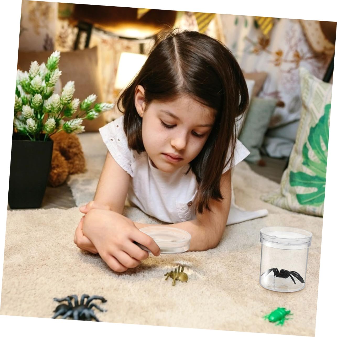 Caja de Observación de Insectos Aumento Triple, Plástico | 9 Piezas, Tapa Flujo de Aire, Alta Transparencia, Segura para Niños y Niñas
