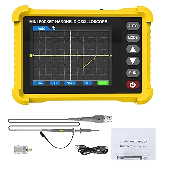 Mini Handheld Oscilloscope Kit,Pocket Portable Oscilloscope 2.5MS/s Sampling Rate,500KHz Bandwidth, 2.8 inch TFT,Type-C,Trigger Function Auto/Nomal/Single