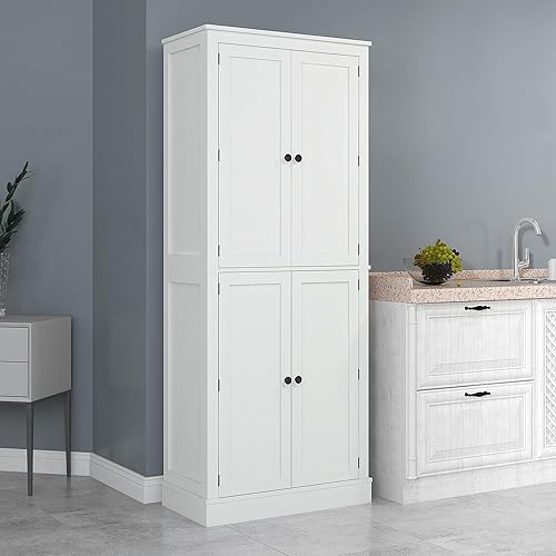 Miniatura 7 de HOMCOM Despensa de cocina de 72 pulgadas, moderno armario de almacenamiento de cocina de 4 puertas con cajón interior, estantes de puerta colgantes,