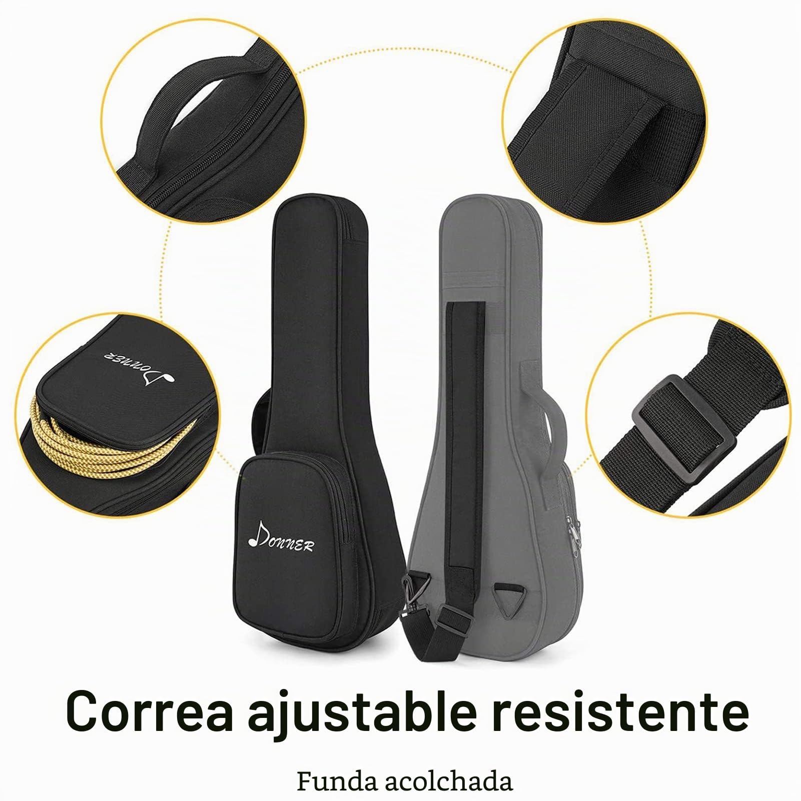 Donner Ukelele Soprano 21 Pulgadas para Adultos Niños Principiante Ukelele Madera Caoba Kit y Cuerda Nylon, Online Lección DUS-200