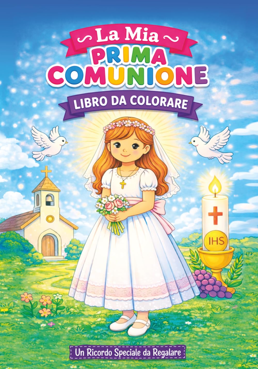 Libro da Colorare Bambini Prima Comunione – La Mia Prima Comunione | Disegni Facili da Colorare, Idea Regalo per Bambina