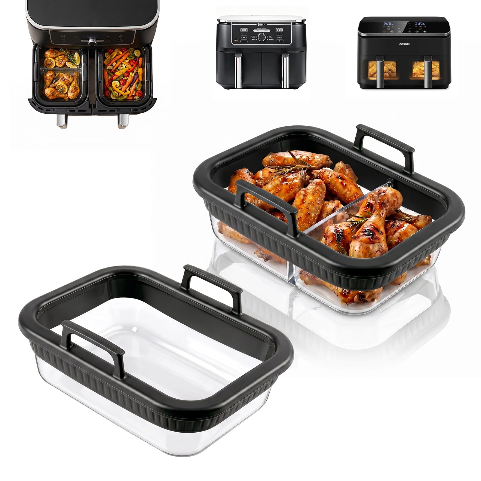 Accessoire Airfryer en Silicone pour repas de famille en double bac