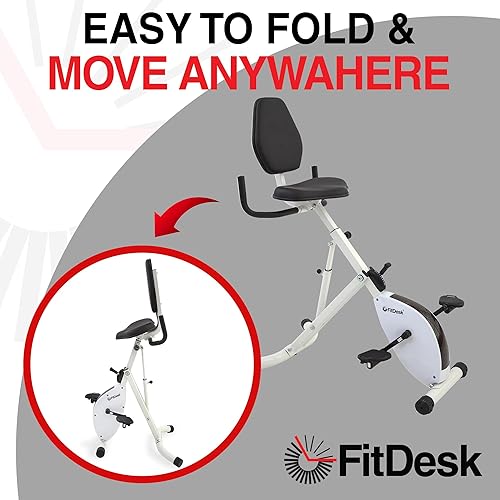 Miniatura 5 de FitDesk Bicicleta de escritorio de pie, altura ajustable con resistencia de 8 niveles y medidor de rendimiento digital fácil de leer, plegable, para
