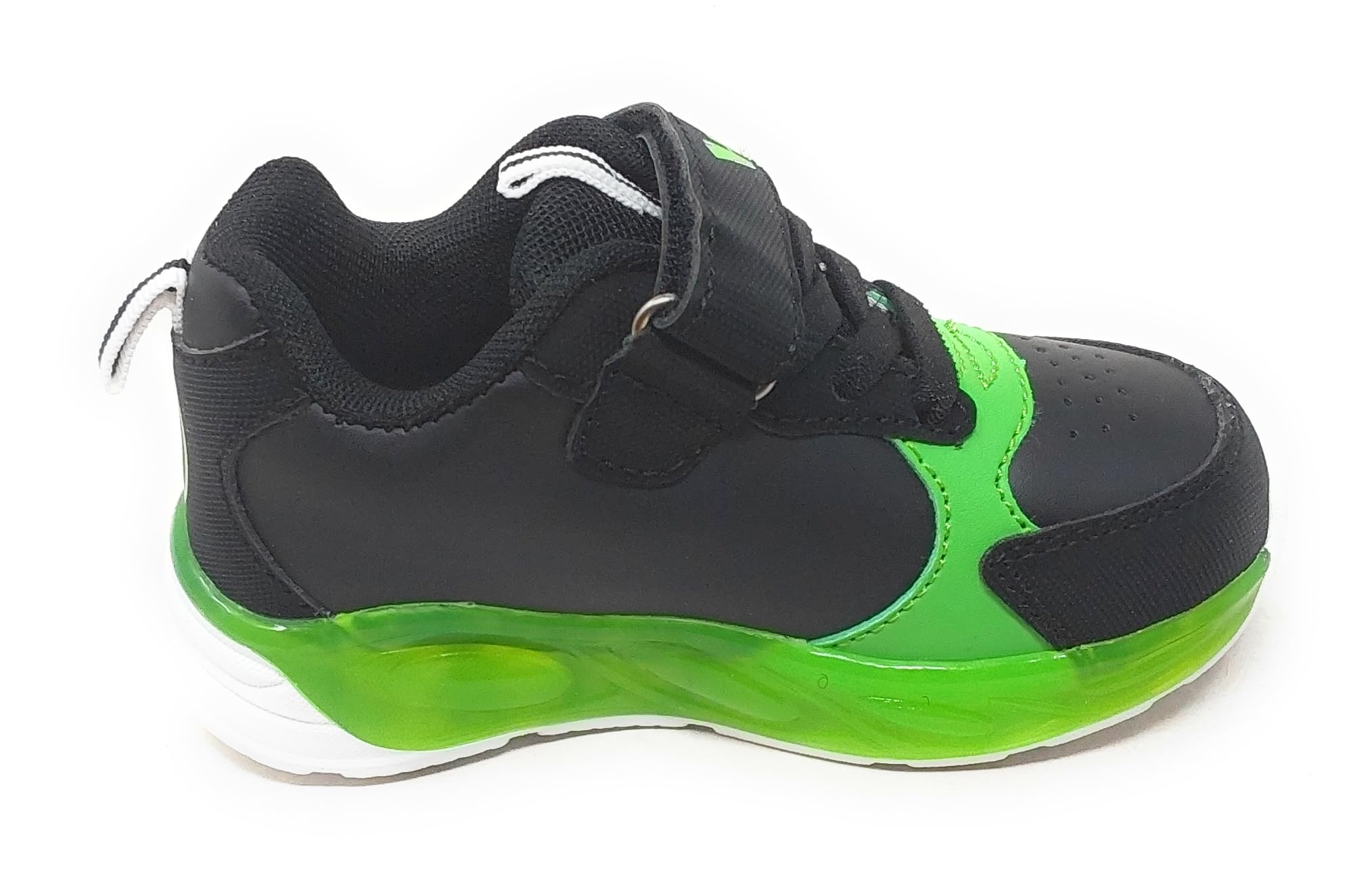 Scarpe da Bambino con Luci LED,Design a Tema Hulk,Verde e Nero, R1010288S Chiusura a Strappo,Suola Antiscivolo