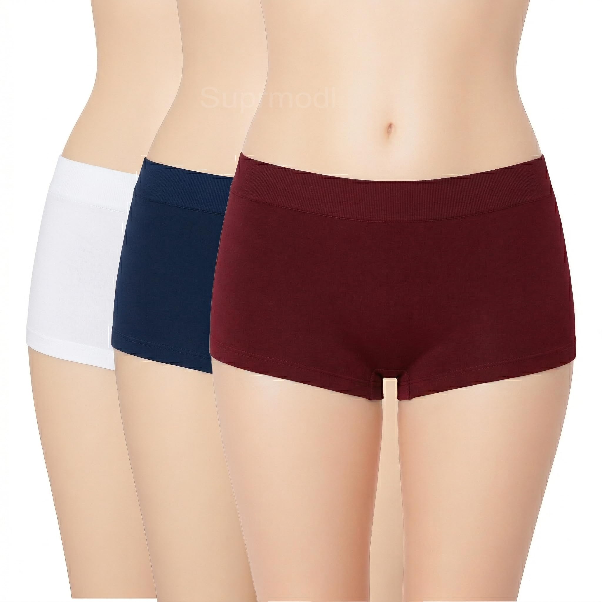 suprmodl Women’s Cotton Boyshorts Underwear | Full Coverage High Waist Panties | Soft Stretch Breathable Fabric | No Ride-Up Comfort Fit | Multi-Color Pack-picture-19