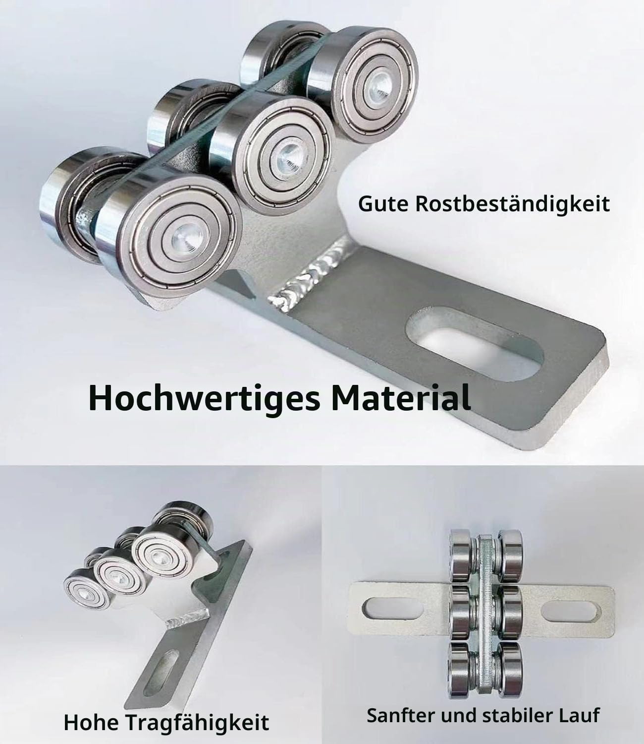 2 Stück 6-Rad-Trolley-Baugruppe,T-förmige Montagerollen,Tragfähigkeit Bis zu 245Kg, für Schiebetüren, Elektro-Hebezeug