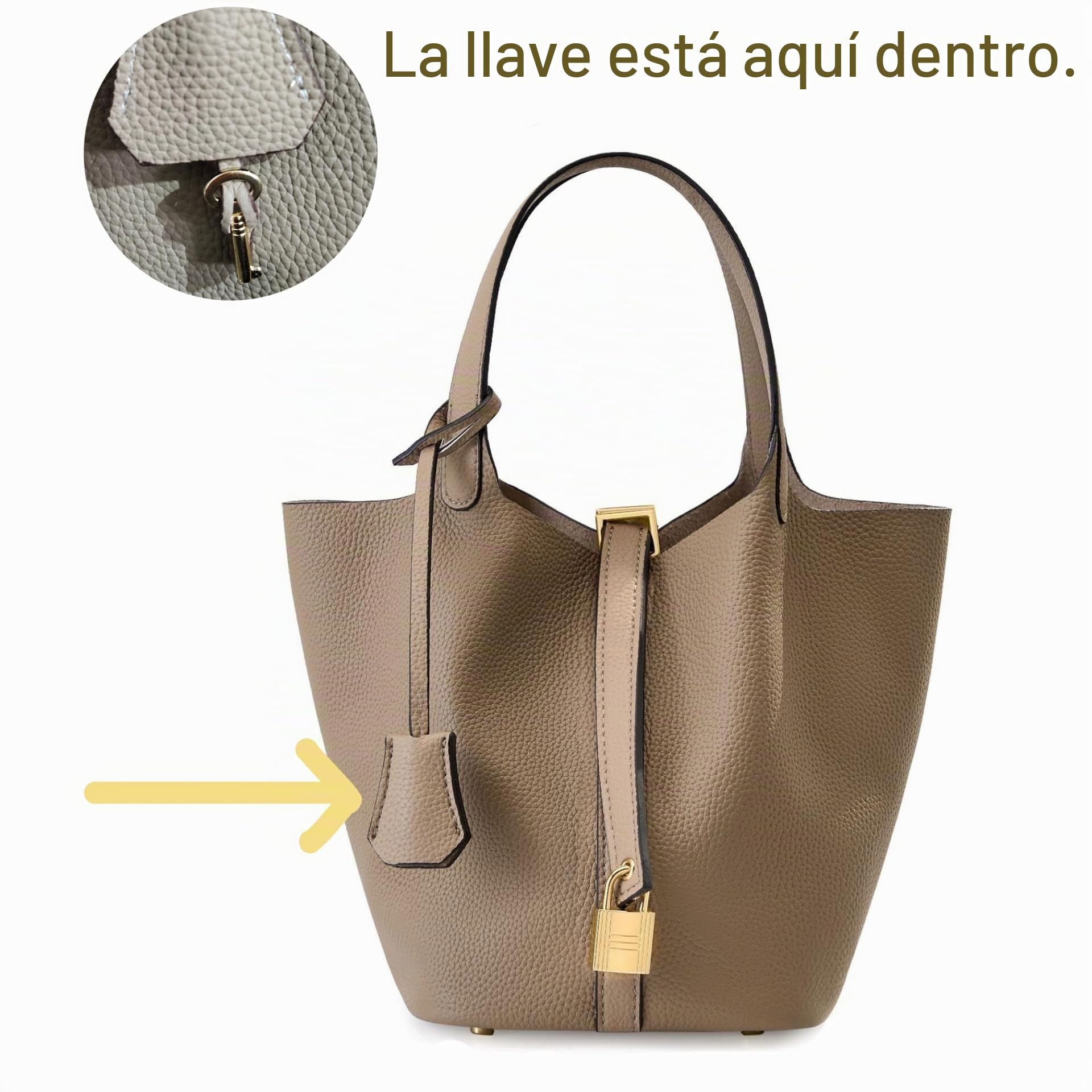 Monederos y bolsos de cuero genuino para mujer, moda de cuero genuino diseño de bloqueo de gran capacidad bolso de cubo casual de hombro, Gris