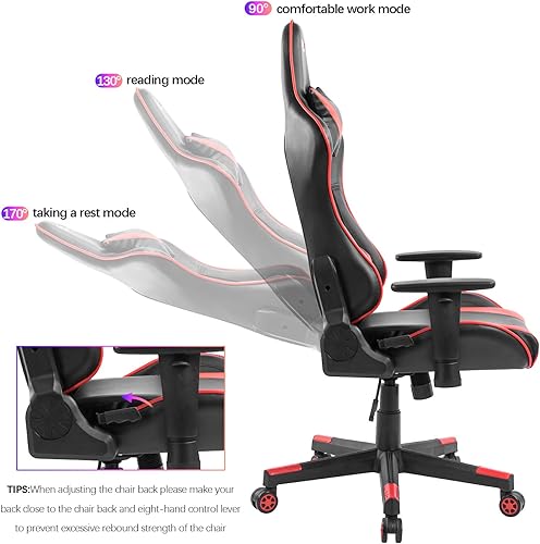 Miniatura 3 de Silla de juegos con respaldo alto, silla de escritorio para oficina en casa, estilo de carreras, cómoda silla de jugador con piel sintética y